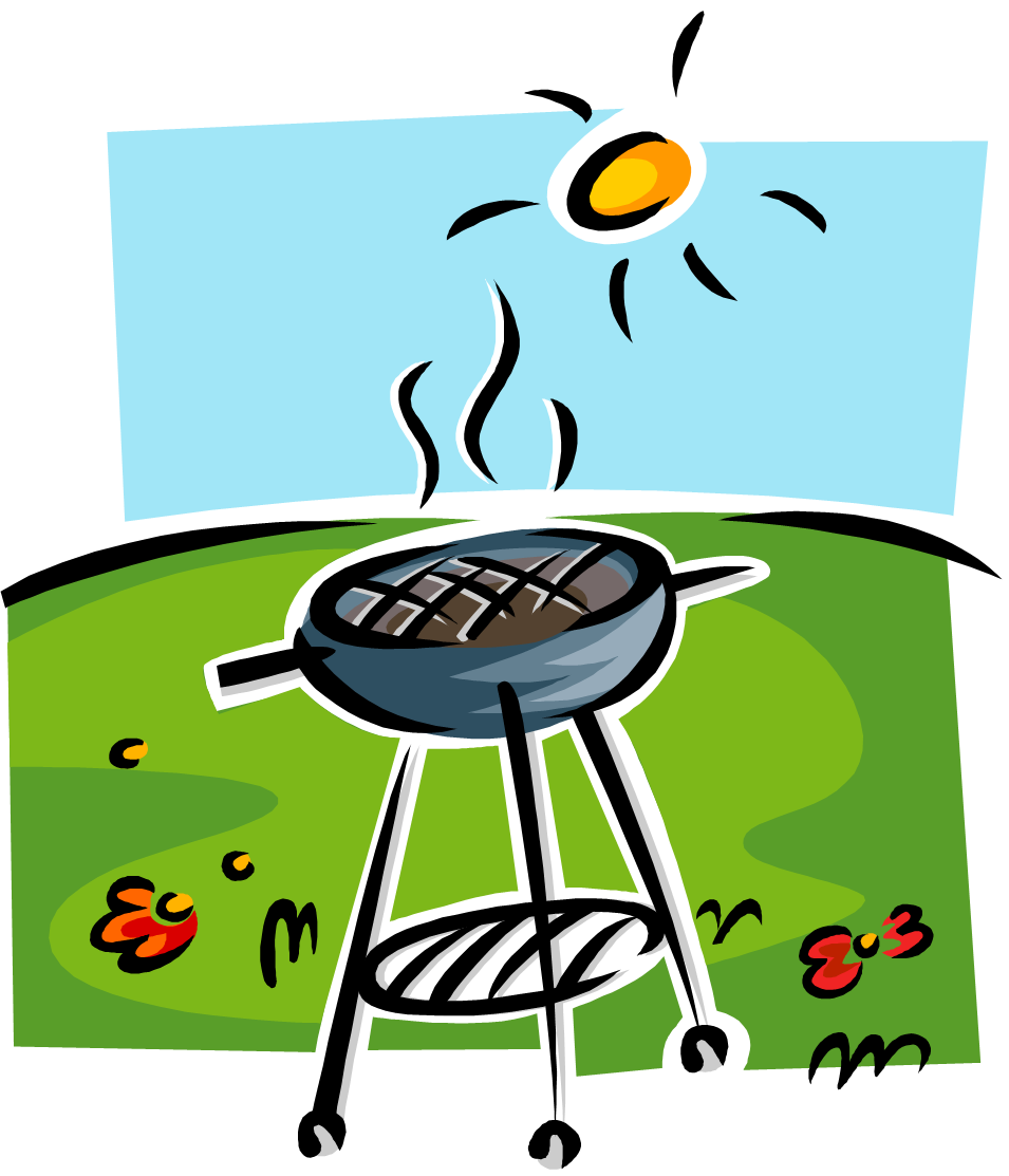 An image of a bbq cooker on a sunny day and a green hill in the background